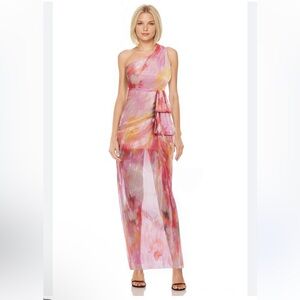 Jewel Badgley Mischka Debbie One-Shoulder Dress